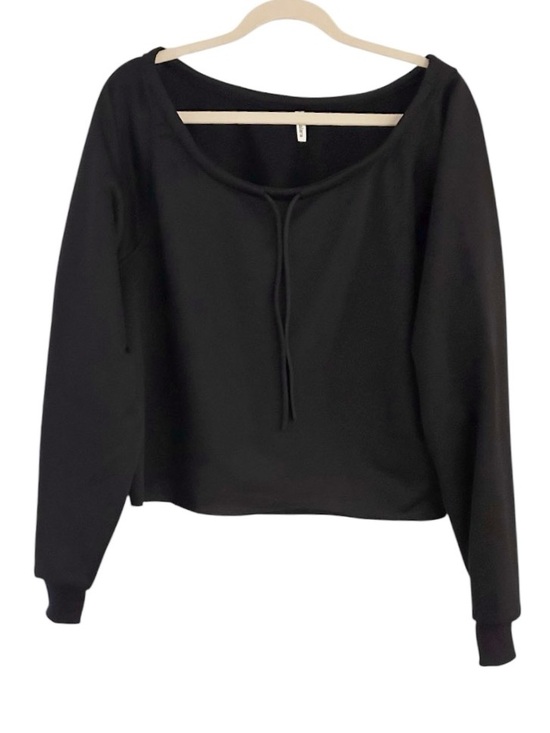 HALARA Tops - Halara Cropped Sweatshirt Size XS Black Crewneck New without tags